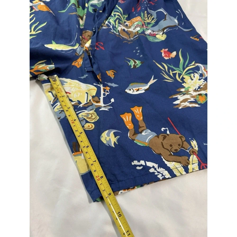 Polo Ralph Lauren Men's Shorts Large Nautical Polo Bear Sharks Fish Graphic